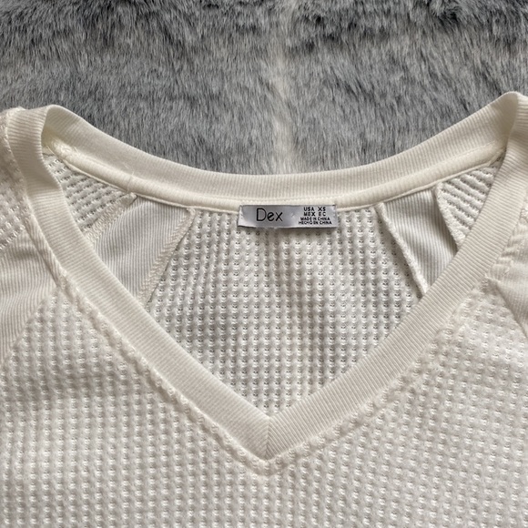 Dex off white long sleeve waffle sweater. Size XS; fits like a small. Very soft. - Picture 2 of 5